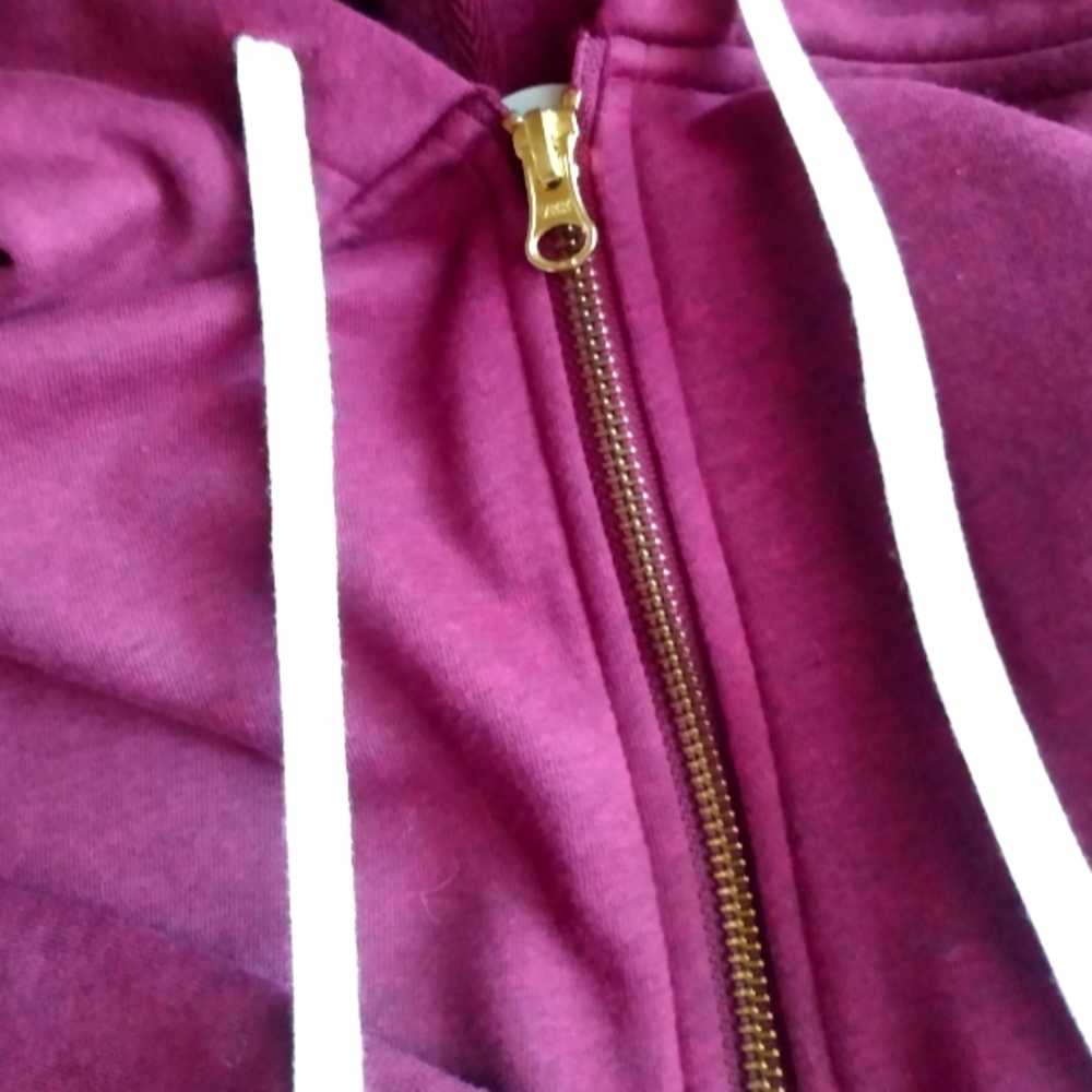 burgundy hoodie gold zipper